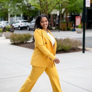 Zara yellow double breast Blazer jacket blo M